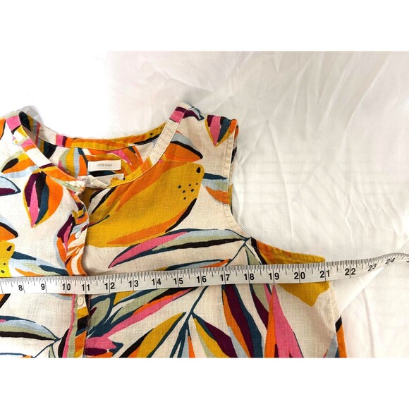 C&C California Sleeveless Tank Top Shirt Size M 100% Linen Tropical Lemon Beach - Picture 5 of 8